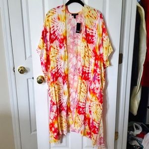 Torrid Pink & Yellow Tie-Dye Duster Kimono